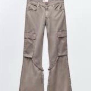 NWT Zara TRF Cargo Pants Mid Rise Y2K Utility Flare Size 10